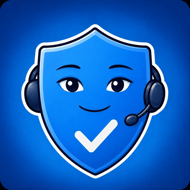Sheila, Shield's AI assistant: a smiling blue shield wearing a headset
